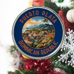 Puerto Plata Dominicaanse Republiek Sunset Retro Metalen Ornament<br><div class="desc">Puerto Plata retro vector reisontwerp. Puerto Plata,  officieel bekend als San Felipe de Puerto Plata,  is een belangrijke stad aan de kust van de Dominicaanse Republiek en de hoofdstad van de provincie Puerto Plata.</div>