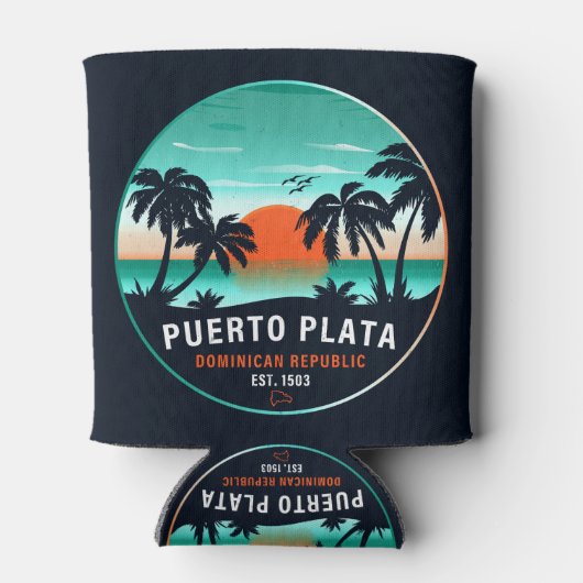 Puerto Plata Dominicaanse Retro Sunset Souvenir 60 Blikjeskoeler (Achterkant)