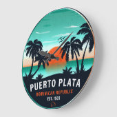 Puerto Plata Dominicaanse Retro Sunset Souvenir 60 Grote Klok (Hoek)