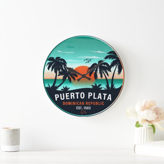 Puerto Plata Dominicaanse Retro Sunset Souvenir 60 Grote Klok (Huis)