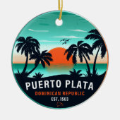 Puerto Plata Dominicaanse Retro Sunset Souvenir 60 Keramisch Ornament (Voorkant)