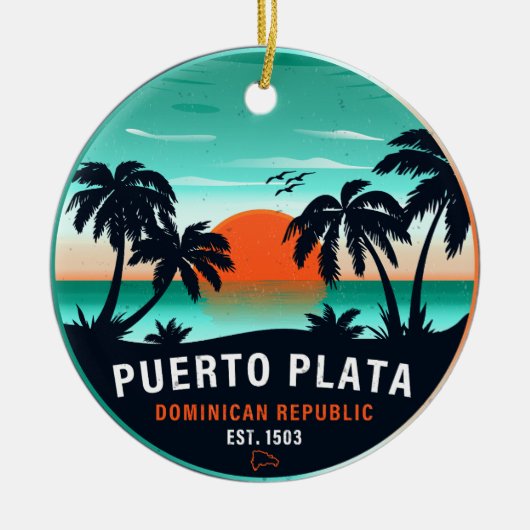 Puerto Plata Dominicaanse Retro Sunset Souvenir 60 Keramisch Ornament (Voorkant)