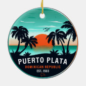 Puerto Plata Dominicaanse Retro Sunset Souvenir 60 Keramisch Ornament (Achterkant)