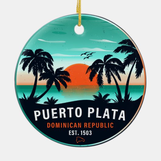 Puerto Plata Dominicaanse Retro Sunset Souvenir 60 Keramisch Ornament (Achterkant)