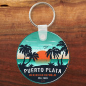 Puerto Plata Dominicaanse Retro Sunset Souvenir 60 Sleutelhanger (Achterkant)