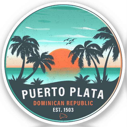 Puerto Plata Dominicaanse Retro Sunset Souvenir 60 Sticker (Voorkant)