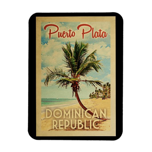 Puerto Plata Magnet Palm Tree Vintage Magneet (Verticaal)