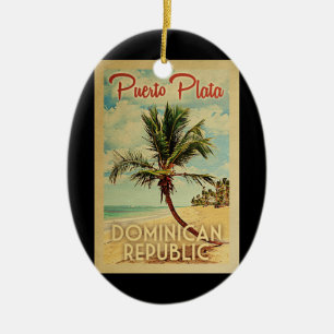 Puerto Plata Palm Tree Vintage Travel Keramisch Ornament