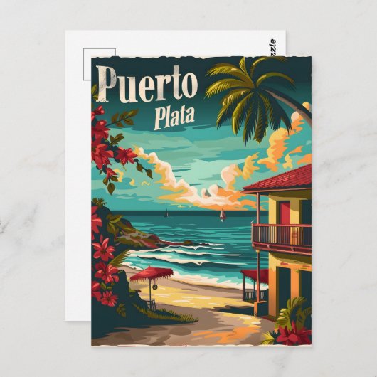 Puerto Plata: Tropisch strand Briefkaart (Voorkant / Achterkant)