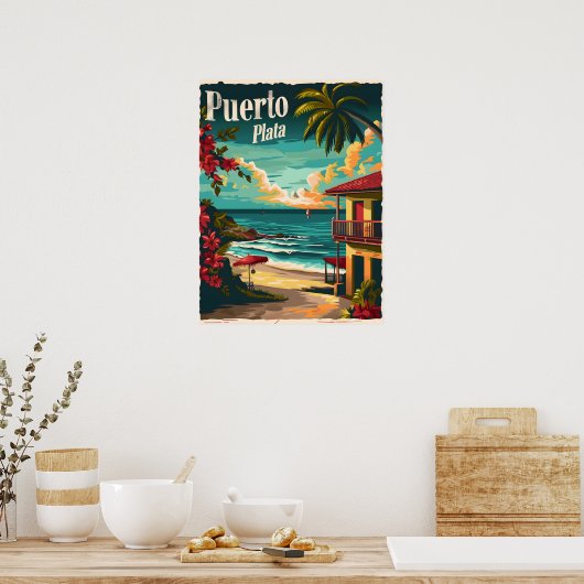 Puerto Plata: Tropisch strand Poster (Keuken)