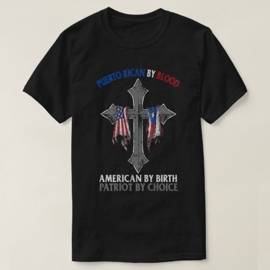 Puerto Ricaan, bloedAmerikaan door geboortecatroon T-shirt (Design voorkant)