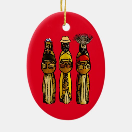 Puerto Ricaan Three Wise Mannen Ceramic Ornament (Achterkant)
