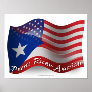 Puerto Ricaans-Amerikaanse golfvlag Poster