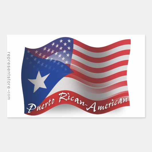 Puerto Ricaans-Amerikaanse golfvlag Rechthoekige Sticker (Voorkant)