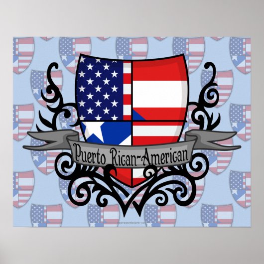 Puerto Ricaans-Amerikaanse Schildvlag Poster (Voorkant)