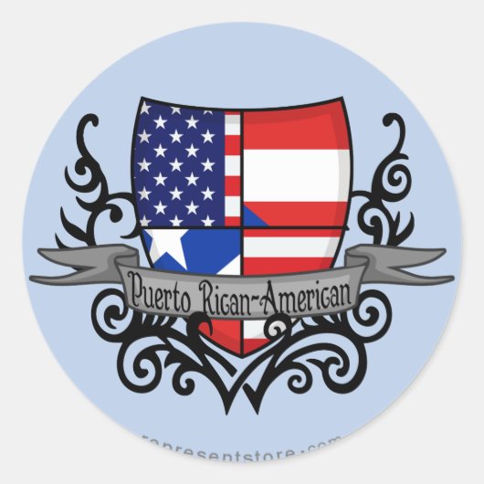 Puerto Ricaans-Amerikaanse Schildvlag Ronde Sticker (Voorkant)