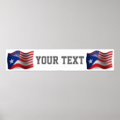 Puerto Ricaans-Amerikaanse Waving Flag Banner Poster (Voorkant)