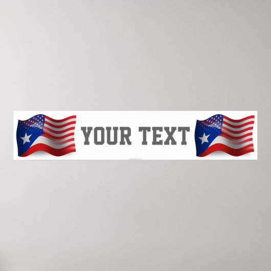 Puerto Ricaans-Amerikaanse Waving Flag Banner Poster (Voorkant)