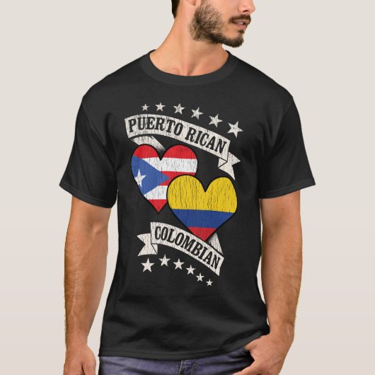 Puerto Ricaans Colombiaanse hartvlaggen T-shirt (Voorkant)