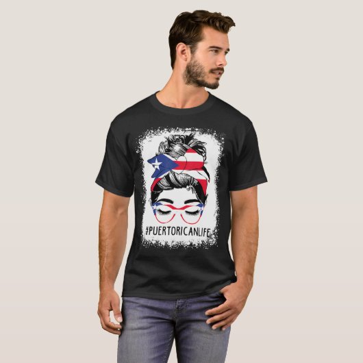 Puerto Ricaans Leven Messy Bun Haar Puerto Rico Vl T-shirt (Voorkant volledig)