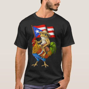 Puerto Ricaanse Coqui Kikker Rijdende Haan T-shirt