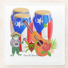 Puerto Ricaanse Culturele Huisdecoratie - Glas Ond Glazen Onderzetter