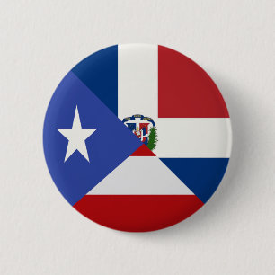 Puerto Ricaanse Dominicaanse vlag   PR DR Ronde Button 5,7 Cm