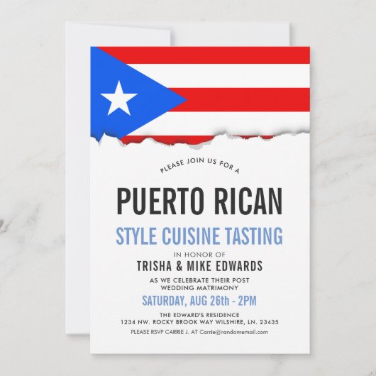 Puerto Ricaanse keuken | Party Flag Uitnodigen Kaart (Voorkant)