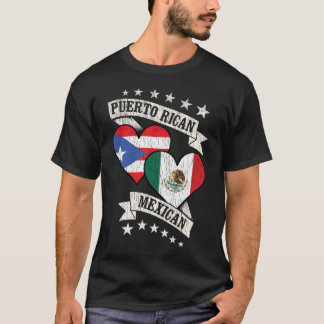 Puerto Ricaanse Mexicaanse Hart Vlaggen T-shirt