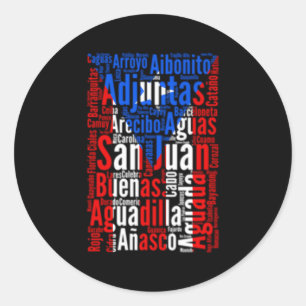 Puerto Ricaanse steden Puerto Rico vlag Boricua Ronde Sticker