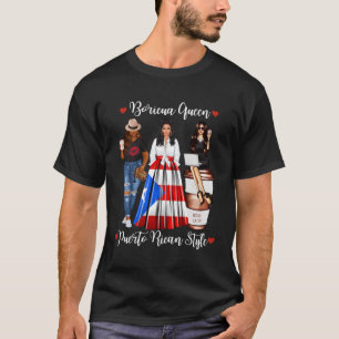 Puerto Ricaanse stijl Boricua koningin mam Puerto T-shirt