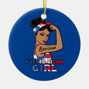 Puerto Ricaanse vlag Boricua Girl Womens Puerto Ri Keramisch Ornament
