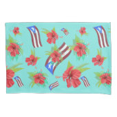 Puerto Ricaanse Vlag & Flor de Maga Kussensloop (Voorkant-Links)