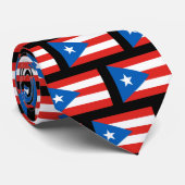 Puerto Ricaanse vlag, gepatterd II zwart Stropdas (Opgerold)