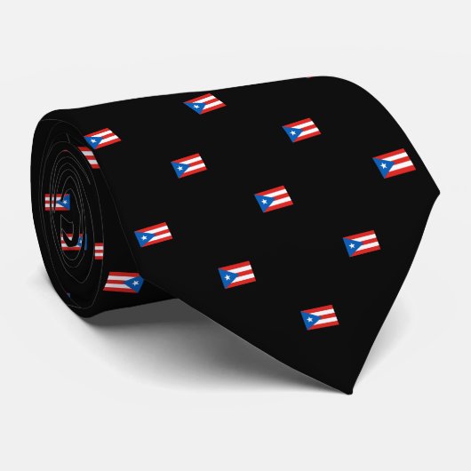Puerto Ricaanse vlag gevatterd zwart Stropdas (Opgerold)