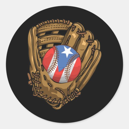 Puerto Ricaanse vlag Honkbal Sport Puerto Rico Bas Ronde Sticker (Voorkant)
