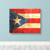  Puerto Ricaanse vlag met krassen en slijmen Canvas Afdruk (Insitu (Houten vloer))