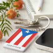 Puerto Ricaanse vlag met persoonlijke naam Sleutelhanger (Voorkant Rechts)