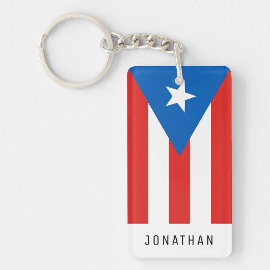 Puerto Ricaanse vlag met persoonlijke naam Sleutelhanger (Voorkant)