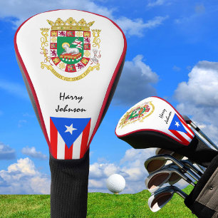 Puerto Ricaanse Vlag & Monogrammed Golfclubs Hoesj Golfheadcover