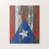 Puerto Ricaanse vlag op ruw houten plankeffect Legpuzzel (Verticaal)