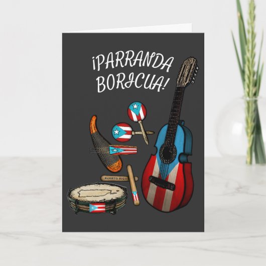 Puerto Ricaanse Vlag Parranda Boricua Feestdagen Kaart (Voorkant)
