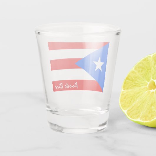 Puerto Ricaanse vlag & Puerto Rico bruildings/part Shot Glas (Achterkant)