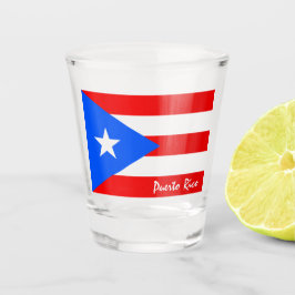 Puerto Ricaanse vlag & Puerto Rico bruildings/part Shot Glas
