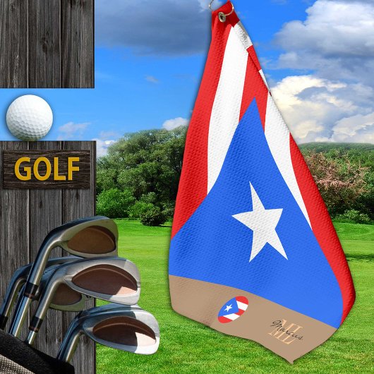 Puerto Ricaanse vlag & Puerto Rico monogram Golfhanddoek