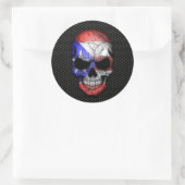 Puerto Ricaanse Vlag Schedel op Staal Mesh Graphic Ronde Sticker (Tas)
