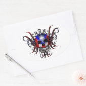 Puerto Ricaanse vlag - schedel Ovale Sticker (Envelop)