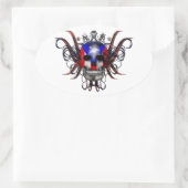 Puerto Ricaanse vlag - schedel Ovale Sticker (Tas)