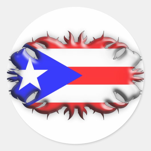 Puerto Ricaanse vlag - Tribale Ronde Sticker (Voorkant)