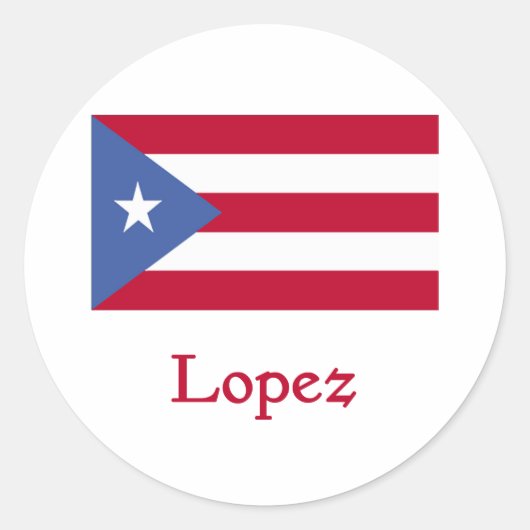 Puerto Ricaanse vlag van Lopez Ronde Sticker (Voorkant)